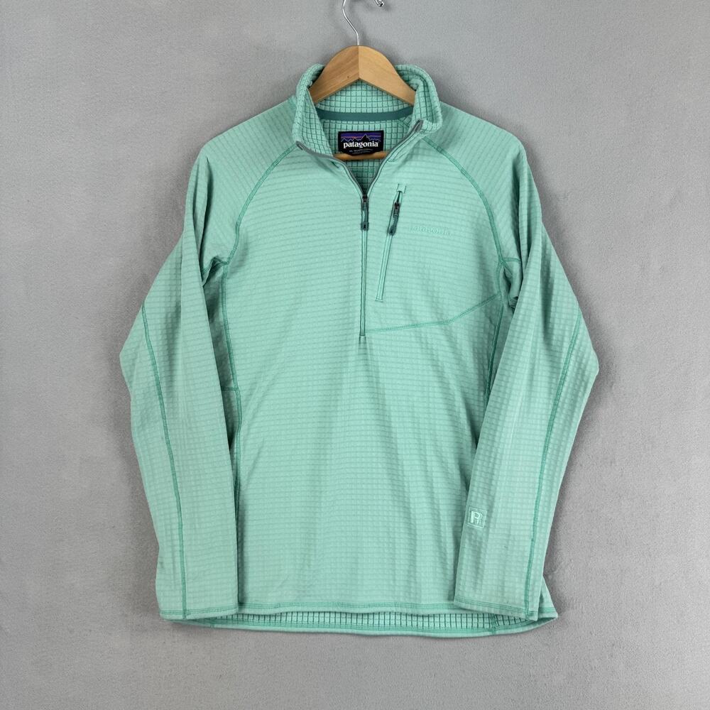Patagonia R1 Pullover Women XL Blue Polartec Power Dry 1/4 Zip Baselayer Fleece